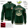 Custom Green Vintage USA Flag-Cream Bomber Varsity Letterman Zipper Jacket