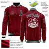 Custom Crimson Black-White Bomber Varsity Letterman Zipper Jacket