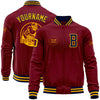 Custom Crimson Navy-Gold Bomber Varsity Letterman Zipper Jacket