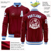 Custom Crimson White-Light Blue Bomber Varsity Letterman Zipper Jacket