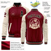 Custom Crimson Black Cream-City Cream Bomber Varsity Letterman Two Tone Zipper Jacket