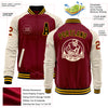 Custom Crimson Black-Gold Bomber Varsity Letterman Two Tone Zipper Jacket