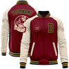 Custom Crimson Black Old Gold-Cream Bomber Varsity Letterman Two Tone Zipper Jacket