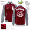 Custom Crimson White-Gray Bomber Varsity Letterman Two Tone Zipper Jacket