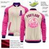 Custom Cream Purple Black-Pink Bomber Varsity Letterman Two Tone Zipper Jacket