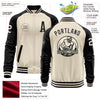 Custom Cream Black Bomber Varsity Letterman Two Tone Zipper Jacket