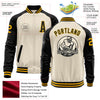 Custom Cream Gold-Black Bomber Varsity Letterman Two Tone Zipper Jacket