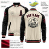 Custom Cream Crimson Black-City Cream Bomber Varsity Letterman Two Tone Zipper Jacket