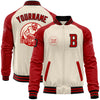 Custom Cream Black-Red Bomber Varsity Letterman Two Tone Zipper Jacket