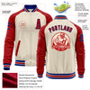 Custom Cream Royal Red-White Bomber Varsity Letterman Two Tone Zipper Jacket