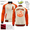 Custom Cream Black-Orange Bomber Varsity Letterman Two Tone Zipper Jacket