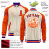 Custom Cream Purple Orange-White Bomber Varsity Letterman Two Tone Zipper Jacket