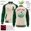 Custom Cream Red Kelly Green-White Bomber Varsity Letterman Two Tone Zipper Jacket