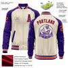 Custom Cream Orange Purple-White Bomber Varsity Letterman Two Tone Zipper Jacket