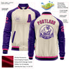 Custom Cream Pink Black-Purple Bomber Varsity Letterman Two Tone Zipper Jacket