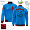 Custom Powder Blue Red-Black Bomber Varsity Letterman Zipper Jacket