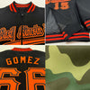 Custom Camo Black-Orange Bomber Varsity Letterman Salute To Service Zipper Jacket