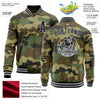 Custom Camo Black-Gray Bomber Varsity Letterman Salute To Service Zipper Jacket