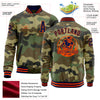 Custom Camo Navy-Orange Bomber Varsity Letterman Salute To Service Zipper Jacket