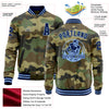 Custom Camo Navy-Light Blue Bomber Varsity Letterman Salute To Service Zipper Jacket