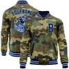 Custom Camo Navy-Light Blue Bomber Varsity Letterman Salute To Service Zipper Jacket