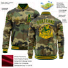 Custom Camo Green-Gold Bomber Varsity Letterman Salute To Service Zipper Jacket