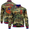 Custom Camo Orange-Royal Bomber Varsity Letterman Salute To Service Zipper Jacket