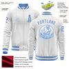 Custom White Light Blue Bomber Varsity Letterman Zipper Jacket