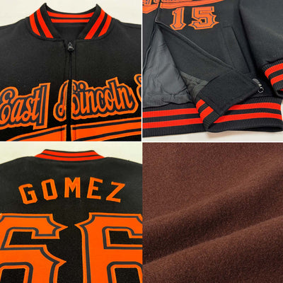 Custom Brown Gold-White Bomber Varsity Letterman Two Tone Zipper Jacket