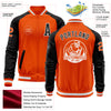 Custom Orange White-Black Bomber Varsity Letterman Two Tone Zipper Jacket