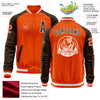 Custom Orange White-Brown Bomber Varsity Letterman Two Tone Zipper Jacket