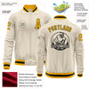 Custom Cream Gold-Black Bomber Varsity Letterman Zipper Jacket