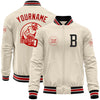 Custom Cream Red-Black Bomber Varsity Letterman Zipper Jacket