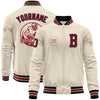 Custom Cream Crimson Black-City Cream Bomber Varsity Letterman Zipper Jacket