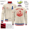 Custom Cream Red Royal-White Bomber Varsity Letterman Zipper Jacket