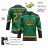 Custom Kelly Green Old Gold-Black Hockey Lace Neck Jersey