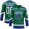 Custom Kelly Green White-Royal Hockey Lace Neck Jersey