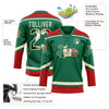 Custom Kelly Green Vintage Mexican Flag Cream-Red Hockey Lace Neck Jersey