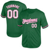 Custom Kelly Green White-Pink Mesh Authentic Throwback Baseball Jersey