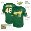 Custom Kelly Green White-Yellow Mesh Authentic Throwback Baseball Jersey