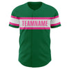 Custom Kelly Green White-Pink Authentic Baseball Jersey