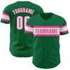 Custom Kelly Green White-Pink Authentic Baseball Jersey