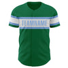 Custom Kelly Green White-Light Blue Authentic Baseball Jersey