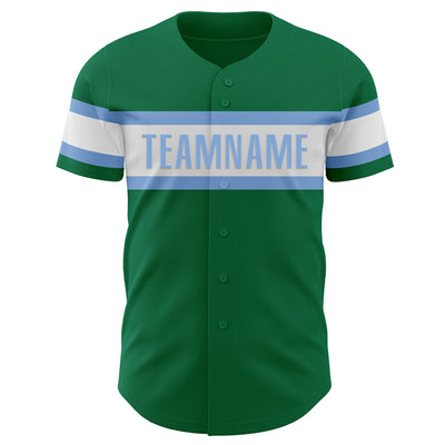 Custom Kelly Green White-Light Blue Authentic Baseball Jersey