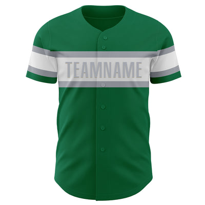 Custom Kelly Green White-Gray Authentic Baseball Jersey