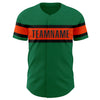 Custom Kelly Green Orange-Black Authentic Baseball Jersey