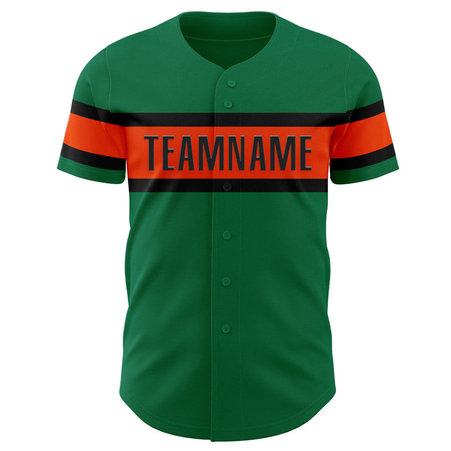 Custom Kelly Green Orange-Black Authentic Baseball Jersey