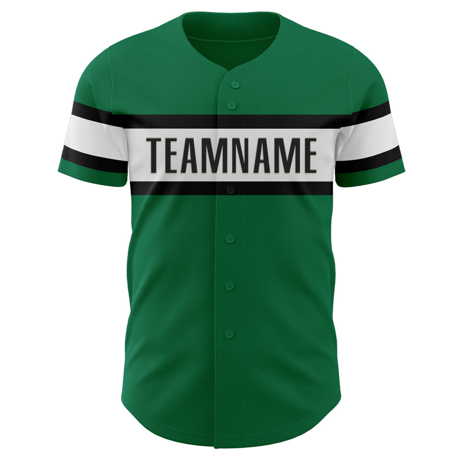 Custom Kelly Green White-Black Authentic Baseball Jersey