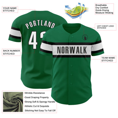 Custom Kelly Green White-Black Authentic Baseball Jersey