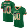 Custom Kelly Green Vintage USA Flag Cream-Red Mesh Authentic Throwback Football Jersey